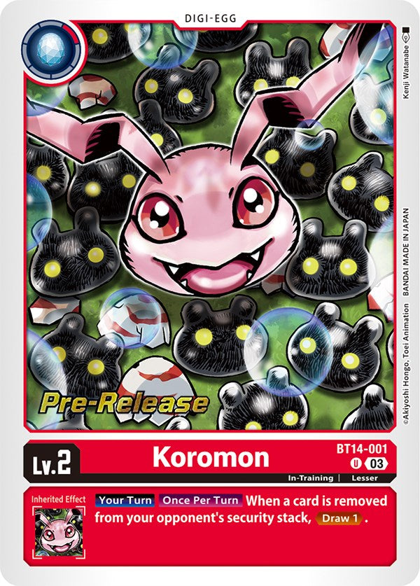 Koromon [BT14-001] [Blast Ace Pre-Release Cards] | The Gaming-Verse