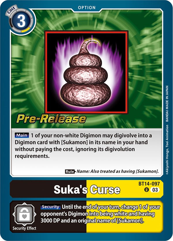 Suka's Curse [BT14-097] [Blast Ace Pre-Release Cards] | The Gaming-Verse