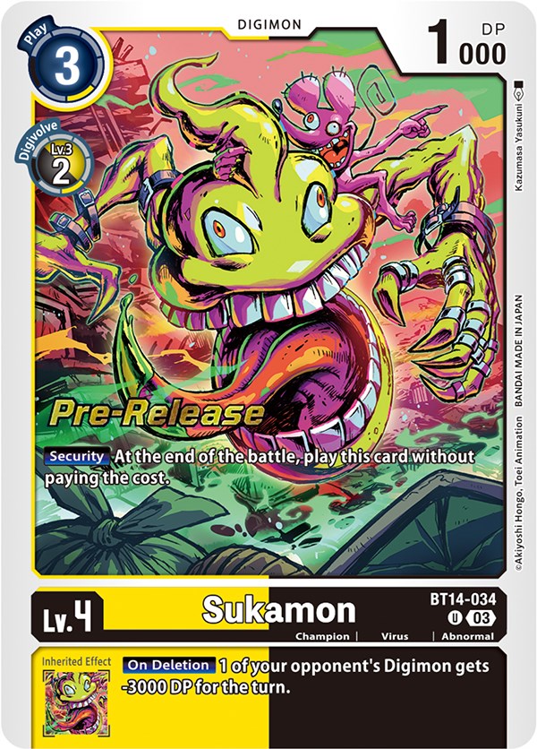 Sukamon [BT14-034] [Blast Ace Pre-Release Cards] | The Gaming-Verse