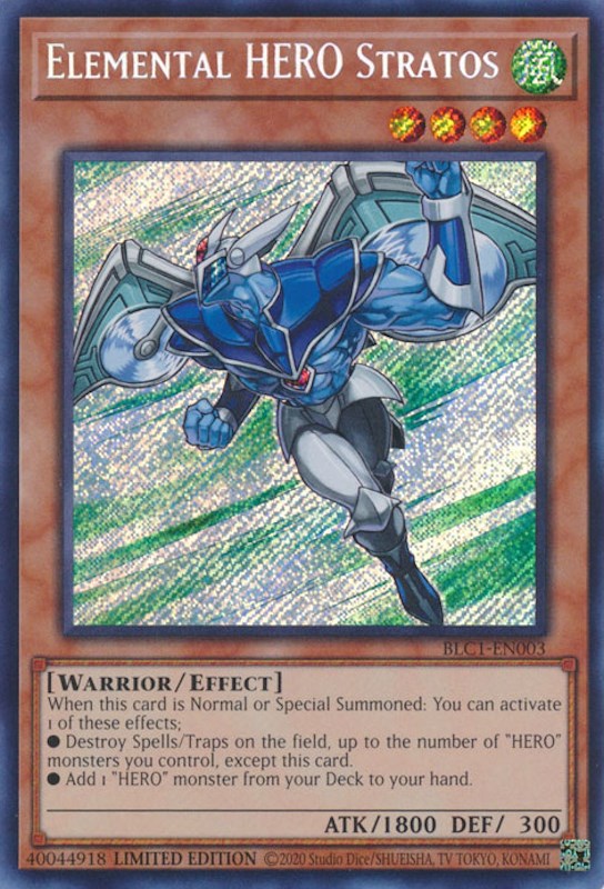 Elemental HERO Stratos [BLC1-EN003] Secret Rare | The Gaming-Verse