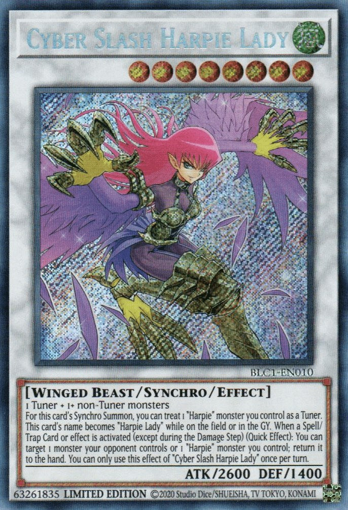 Cyber Slash Harpie Lady [BLC1-EN010] Secret Rare | The Gaming-Verse