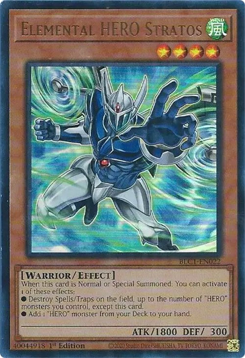 Elemental HERO Stratos (Alternate Art) [BLC1-EN022] Ultra Rare | The Gaming-Verse