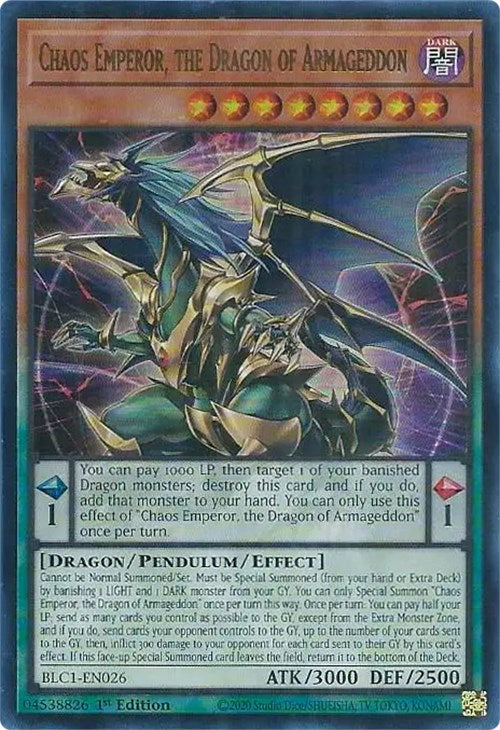 Chaos Emperor, the Dragon of Armageddon [BLC1-EN026] Ultra Rare | The Gaming-Verse