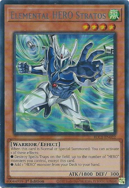 Elemental HERO Stratos (Alternate Art) (Silver) [BLC1-EN022] Ultra Rare | The Gaming-Verse