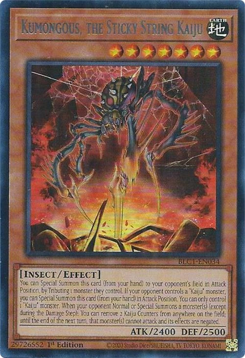 Kumongous, the Sticky String Kaiju (Silver) [BLC1-EN034] Ultra Rare | The Gaming-Verse