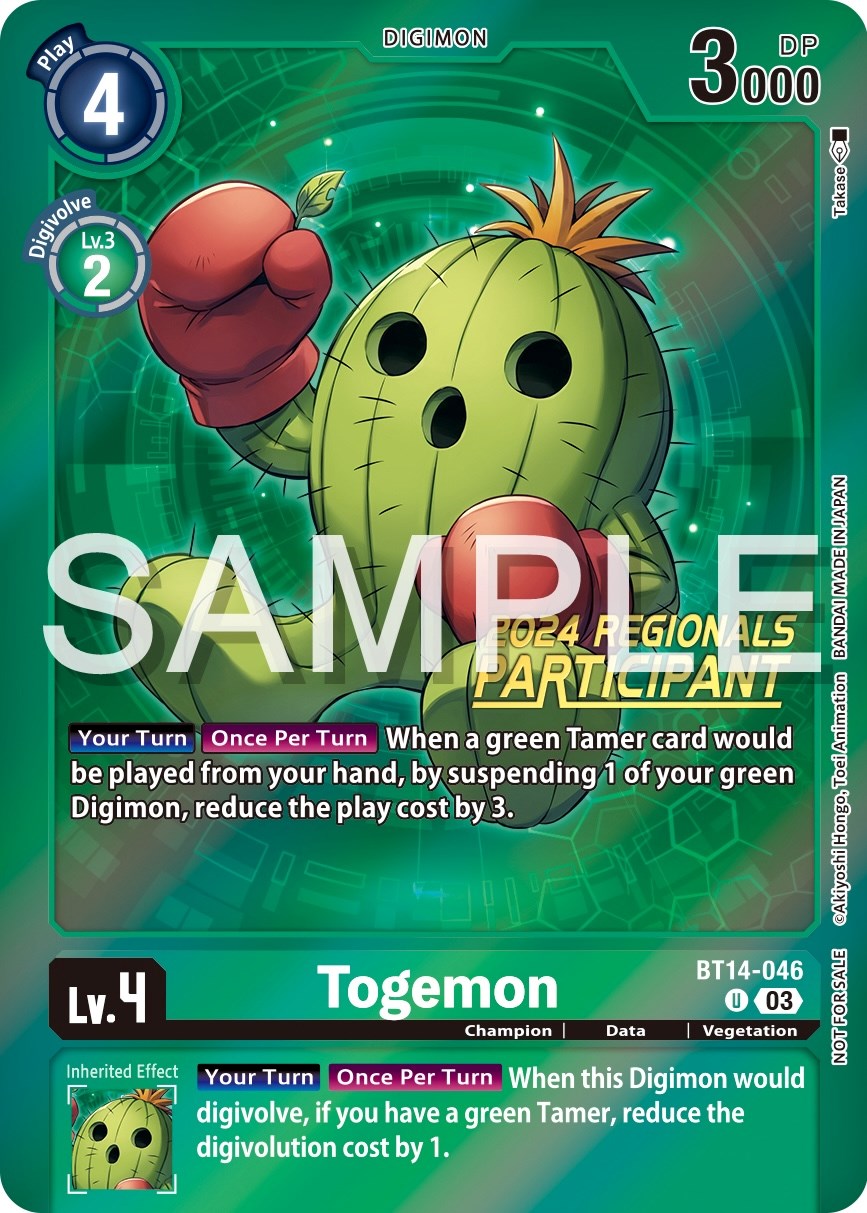 Togemon [BT14-046] (2024 Regionals Participant) [Blast Ace Promos] | The Gaming-Verse