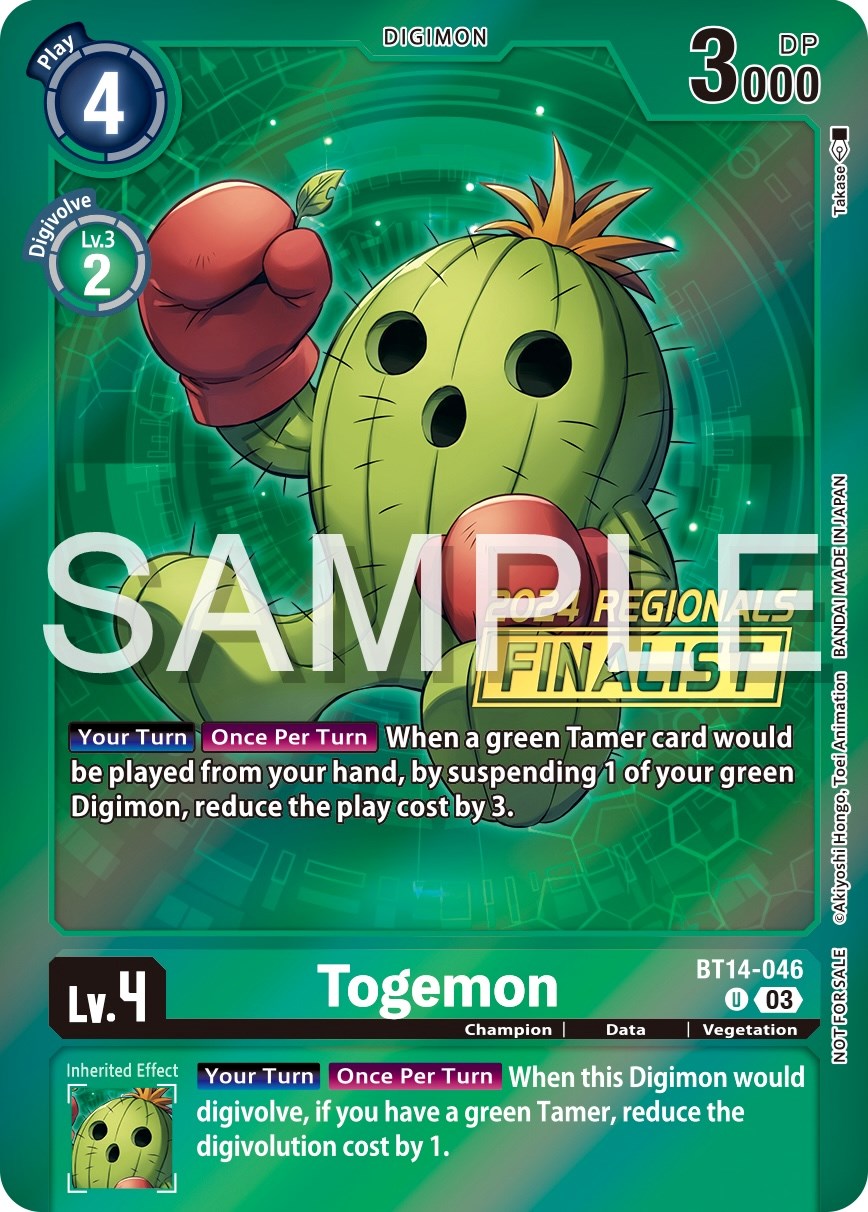 Togemon [BT14-046] (2024 Regionals Finalist) [Blast Ace Promos] | The Gaming-Verse