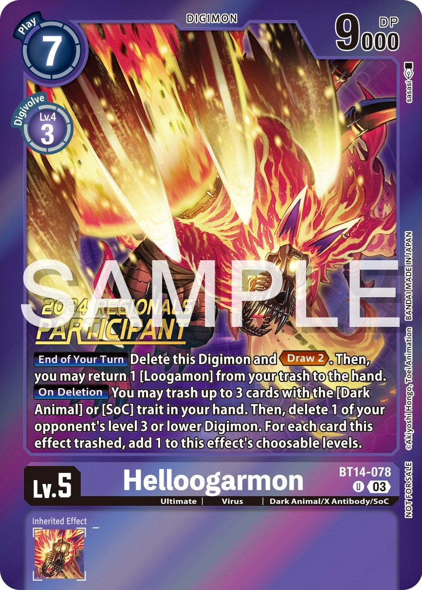 Helloogarmon [BT14-078] (2024 Regionals Participant) [Blast Ace Promos] | The Gaming-Verse