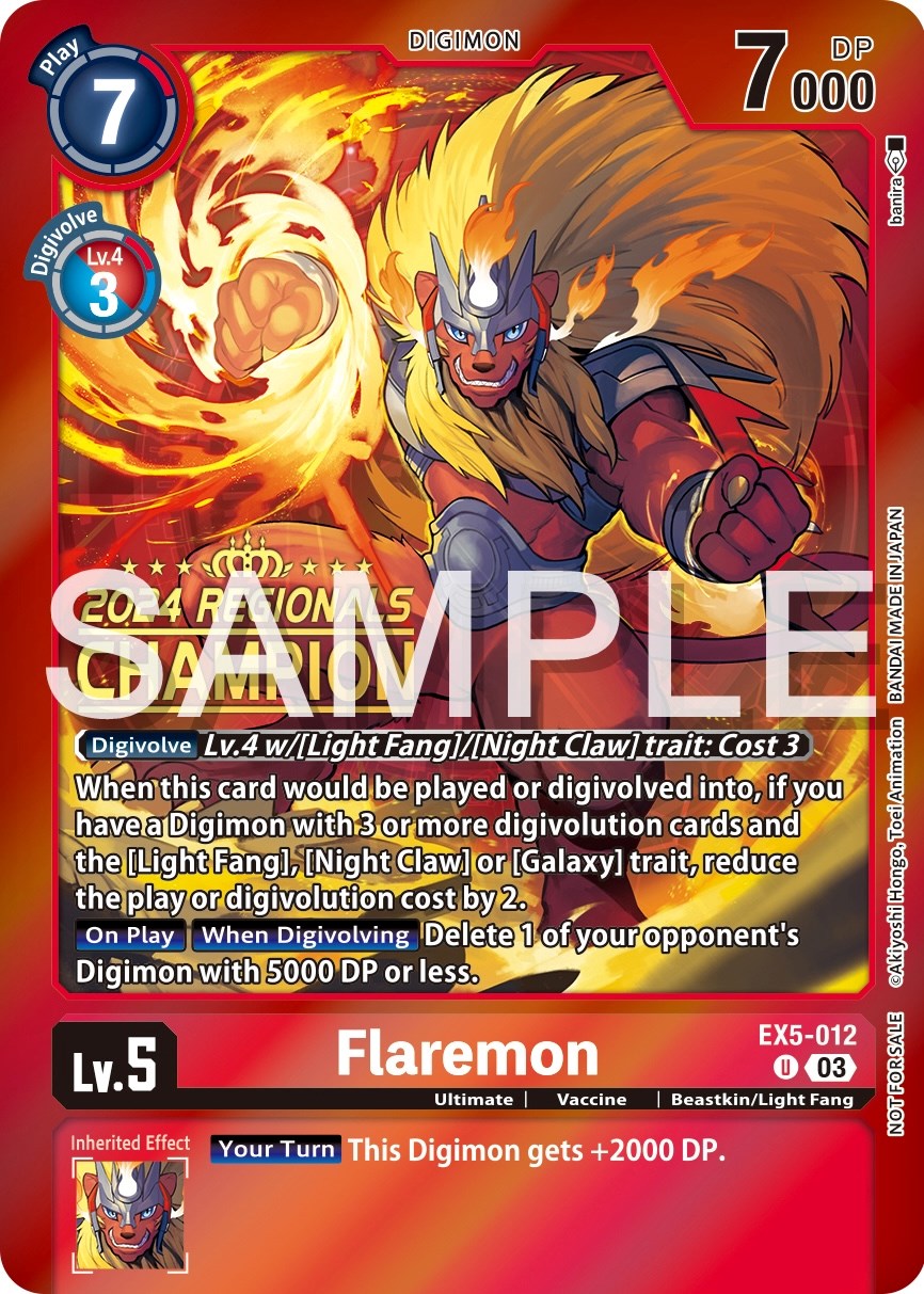 Flaremon [EX5-012] (2024 Regionals Champion) [Animal Colosseum Promos] | The Gaming-Verse