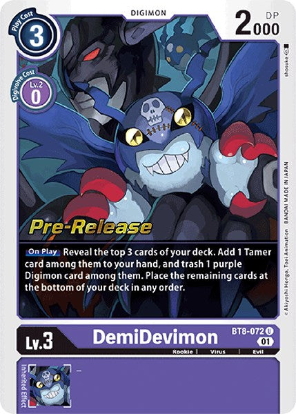 DemiDevimon [BT8-072] [New Awakening Pre-Release Cards] | The Gaming-Verse