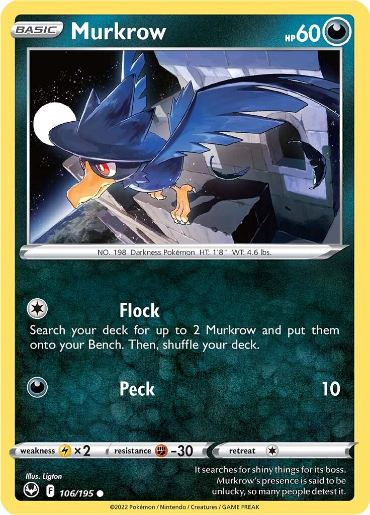 Murkrow (106/195) [Sword & Shield: Silver Tempest] | The Gaming-Verse