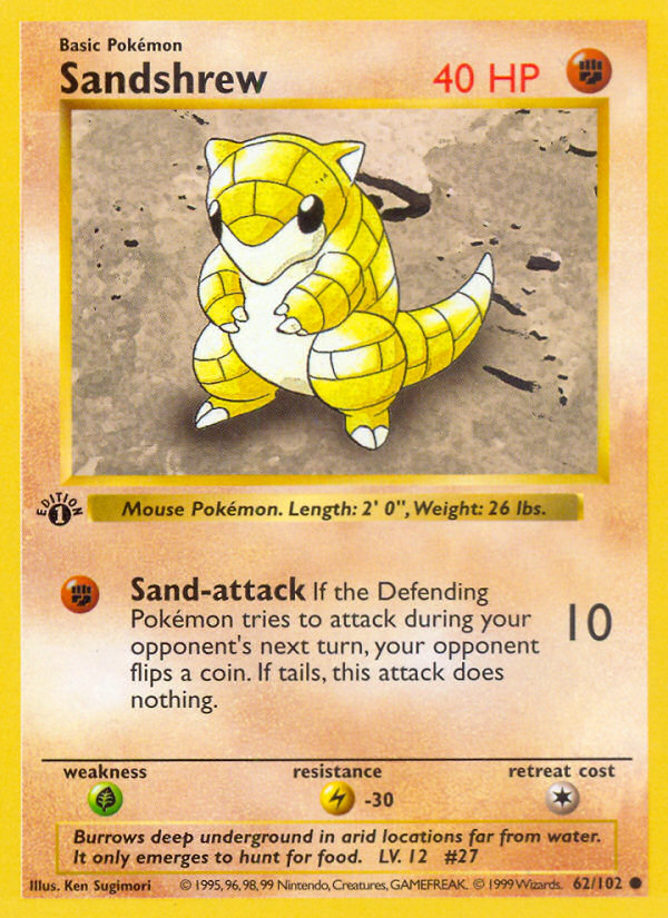 Sandshrew (62/102) (Shadowless) [Base Set 1st Edition] | The Gaming-Verse