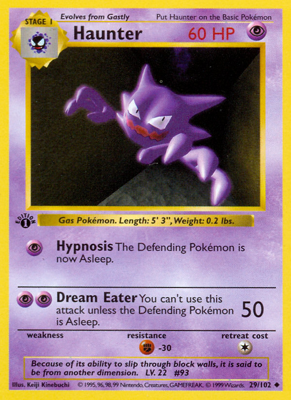 Haunter (29/102) (Shadowless) [Base Set 1st Edition] | The Gaming-Verse