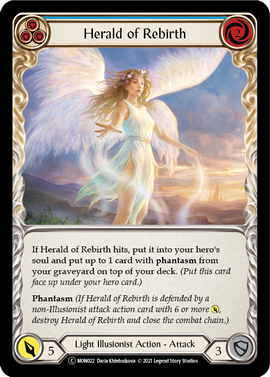 Herald of Rebirth (Blue) (Rainbow Foil) [U-MON022-RF] Unlimited Rainbow Foil | The Gaming-Verse