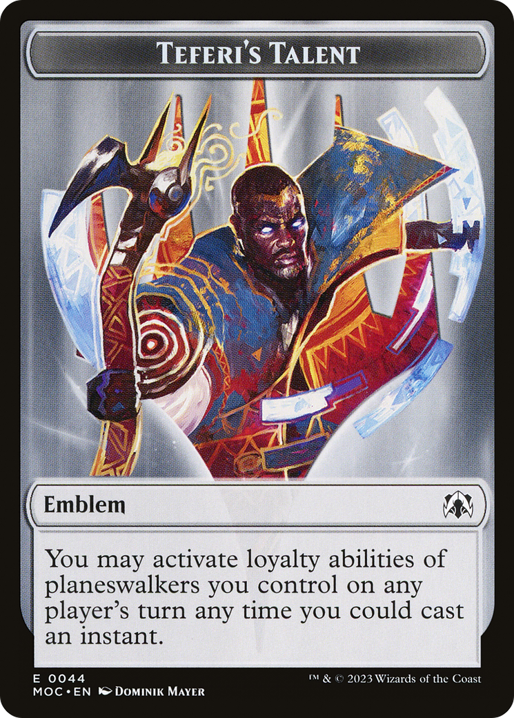 First Mate Ragavan // Teferi's Talent Emblem Double-Sided Token [March of the Machine Commander Tokens] | The Gaming-Verse