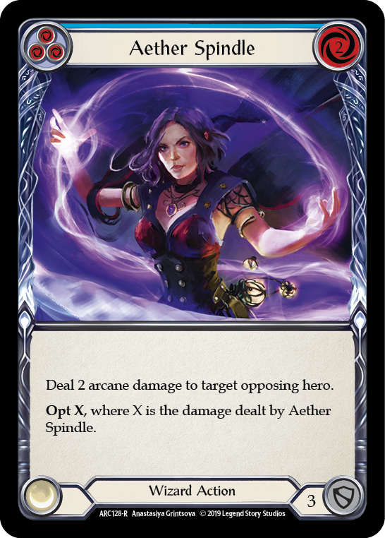 Aether Spindle (Blue) [ARC128-R] 1st Edition Rainbow Foil | The Gaming-Verse