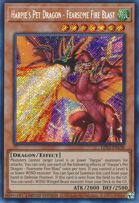 Harpie's Pet Dragon - Fearsome Fire Blast [LDS3-EN138] Secret Rare | The Gaming-Verse