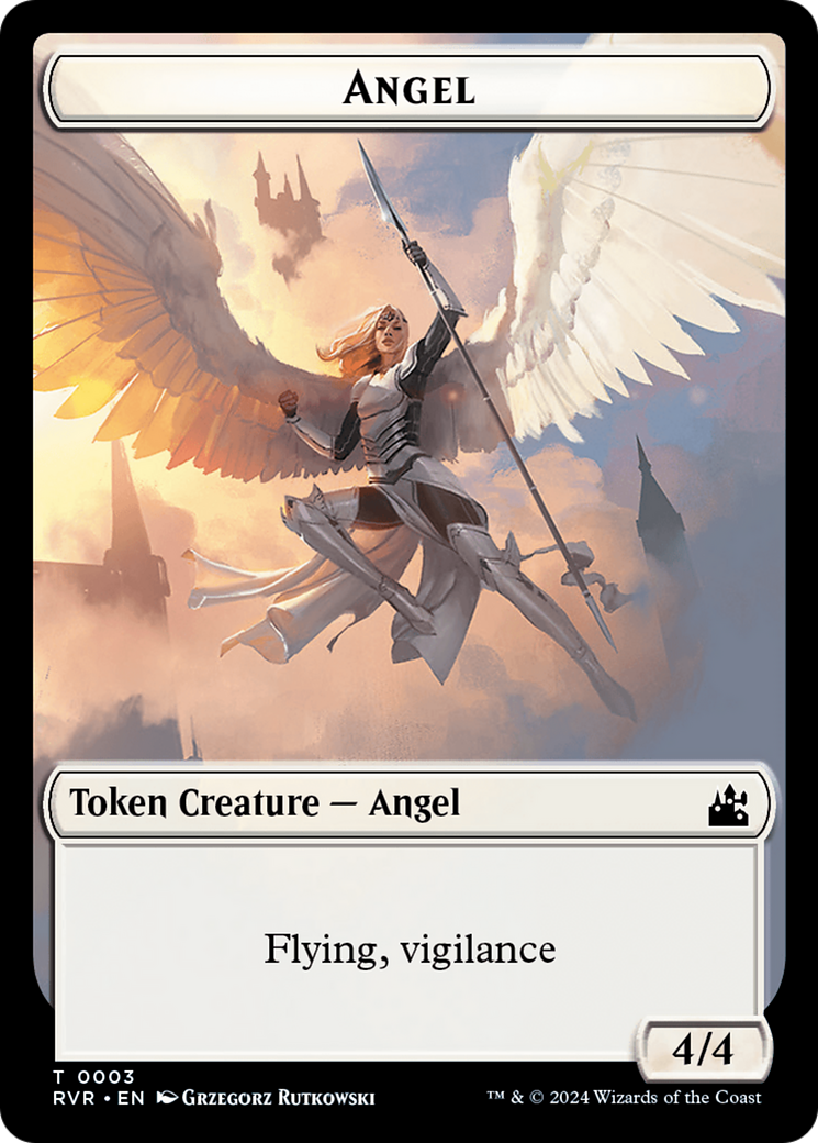 Elf Knight // Angel (0003) Double-Sided Token [Ravnica Remastered Tokens] | The Gaming-Verse