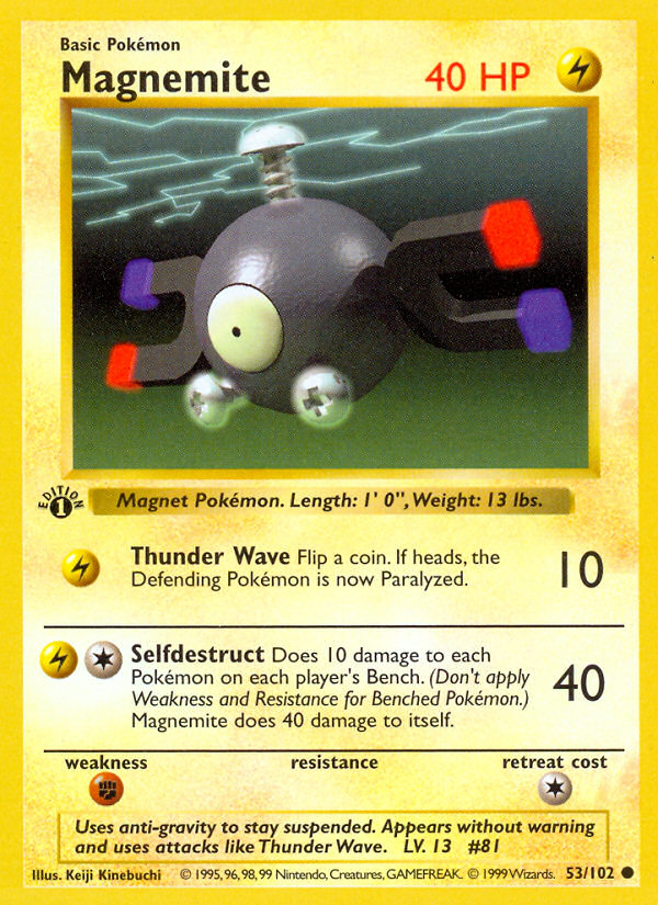 Magnemite (53/102) (Shadowless) [Base Set 1st Edition] | The Gaming-Verse