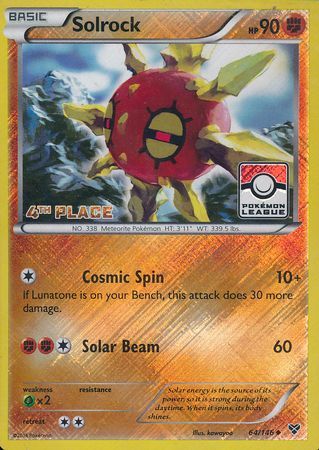 Solrock (64/146) (4th Place League Challenge Promo) [XY: Base Set] | The Gaming-Verse