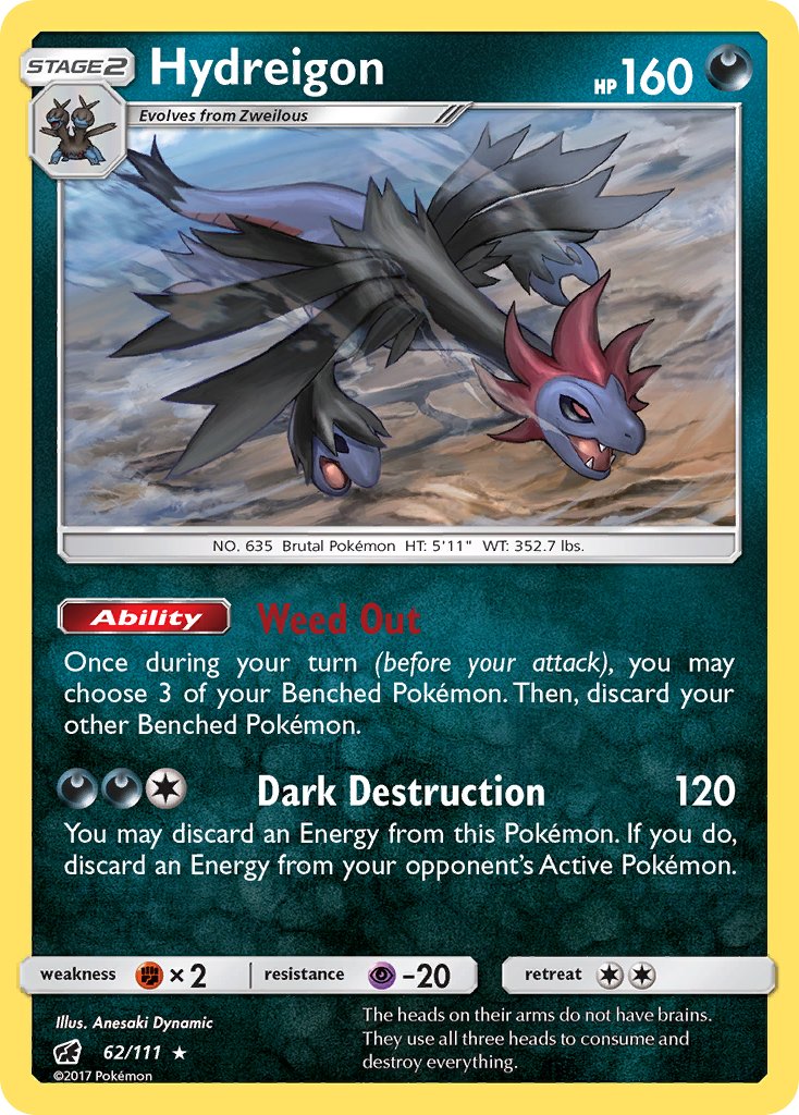 Hydreigon (62/111) (Cracked Ice Holo) (Theme Deck Exclusive) [Sun & Moon: Crimson Invasion] | The Gaming-Verse