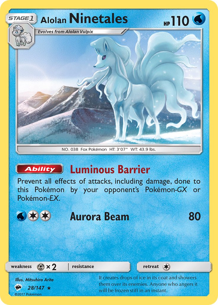 Alolan Ninetales (28/147) (Water Web Holo) (Theme Deck Exclusives) [Sun & Moon: Burning Shadows] | The Gaming-Verse