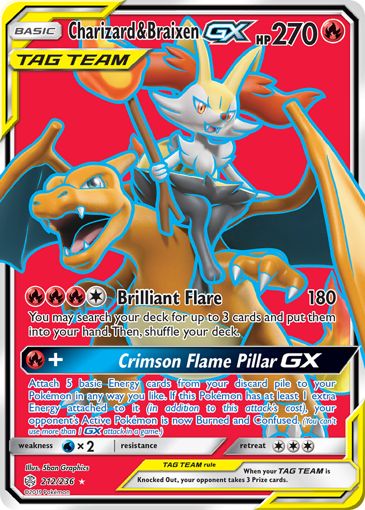 Charizard & Braixen GX (212/236) [Sun & Moon: Cosmic Eclipse] | The Gaming-Verse