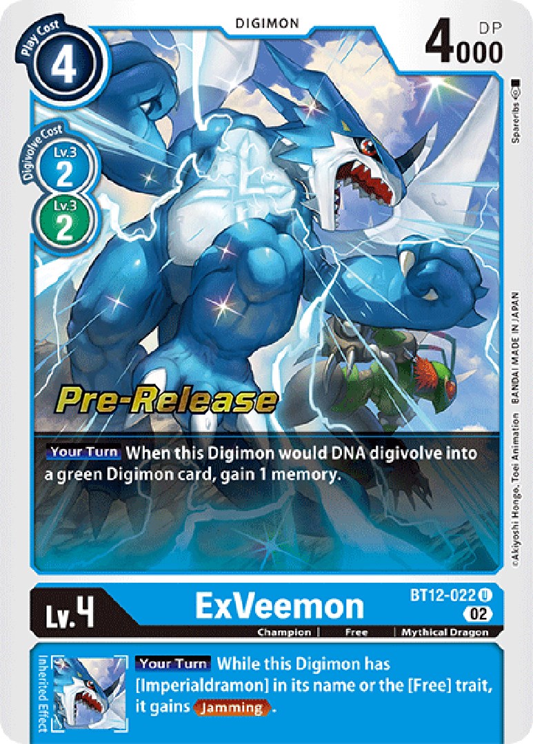 ExVeemon [BT12-022] [Across Time Pre-Release Cards] | The Gaming-Verse