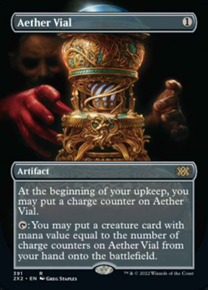 Aether Vial (Borderless Alternate Art) [Double Masters 2022] | The Gaming-Verse