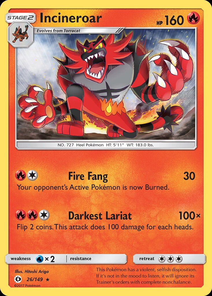 Incineroar (26/149) (Theme Deck Exclusive) [Sun & Moon: Base Set] | The Gaming-Verse