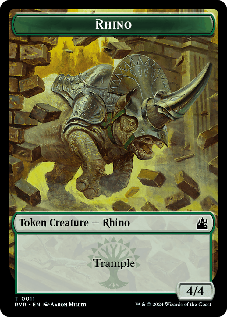 Elf Knight // Rhino Double-Sided Token [Ravnica Remastered Tokens] | The Gaming-Verse