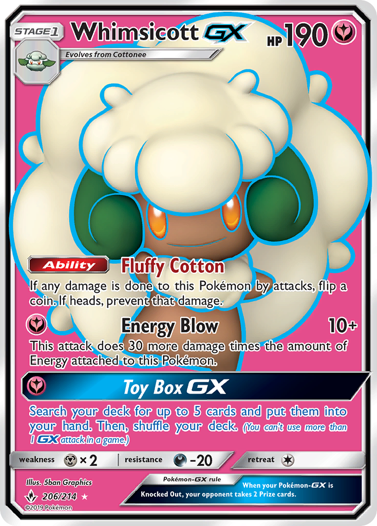 Whimsicott GX (206/214) [Sun & Moon: Unbroken Bonds] | The Gaming-Verse