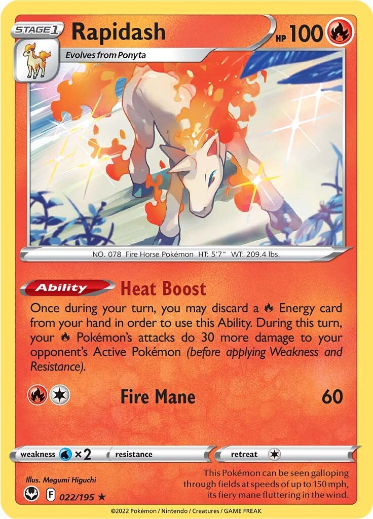 Rapidash (022/195) (Theme Deck Exclusive) [Sword & Shield: Silver Tempest] | The Gaming-Verse