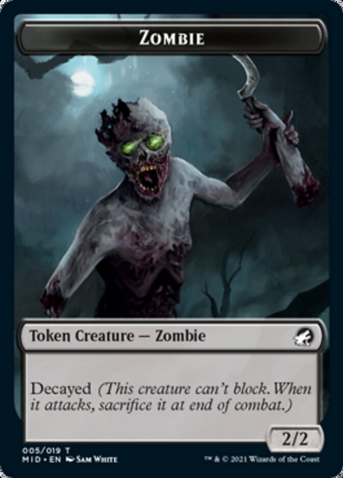 Zombie (005) // Wrenn and Seven Emblem Double-sided Token [Innistrad: Midnight Hunt Tokens] | The Gaming-Verse