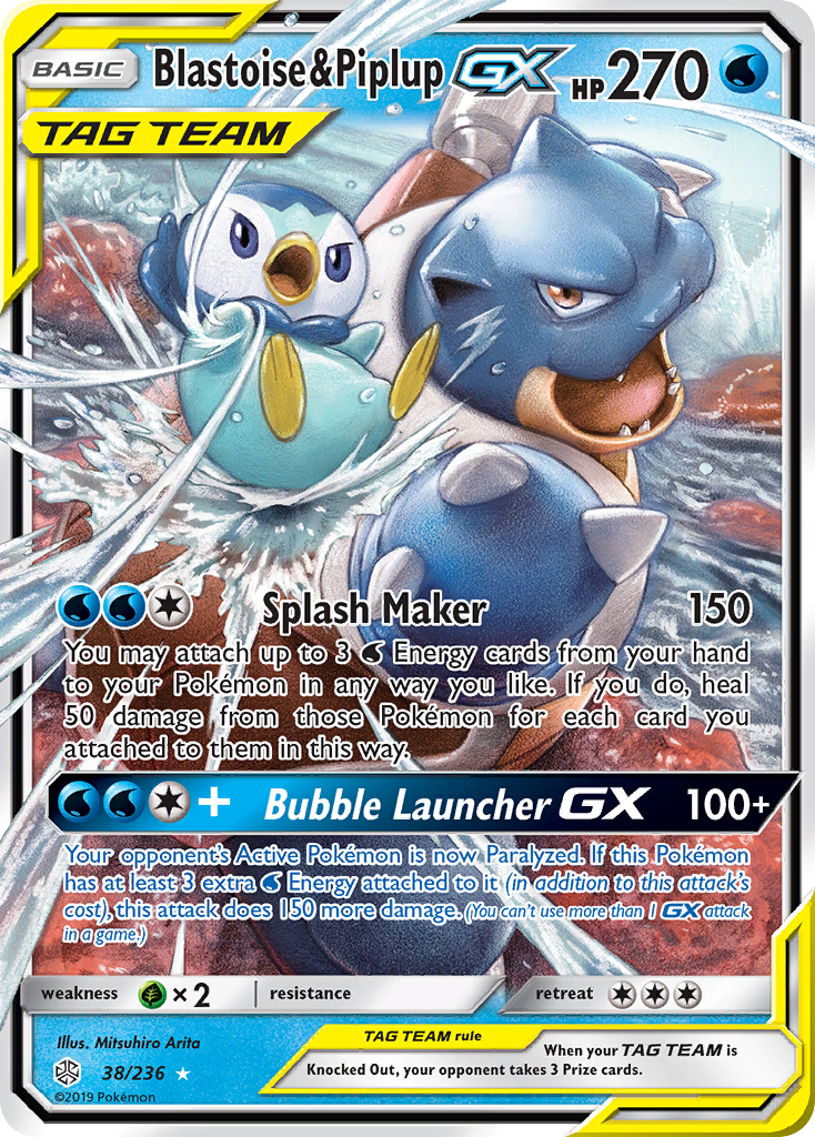 Blastoise & Piplup GX (38/236) [Sun & Moon: Cosmic Eclipse] | The Gaming-Verse