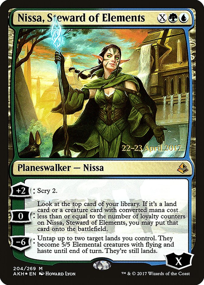 Nissa, Steward of Elements  (Prerelease) [Amonkhet Prerelease Promos] | The Gaming-Verse