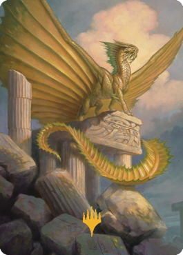 Ancient Gold Dragon Art Card (05) (Gold-Stamped Signature) [Commander Legends: Battle for Baldur's Gate Art Series] | The Gaming-Verse