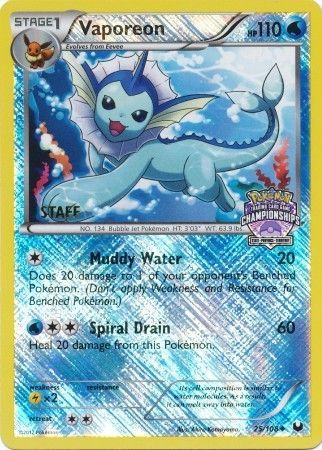 Vaporeon (25/108) (State Province Championship 2013 Promo Staff) [Black & White: Dark Explorers] | The Gaming-Verse