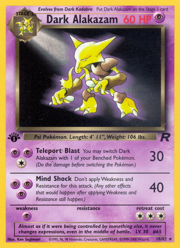 Dark Alakazam (18/82) [Team Rocket 1st Edition] | The Gaming-Verse