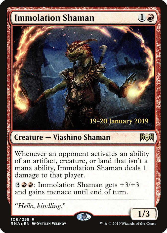 Immolation Shaman [Ravnica Allegiance Prerelease Promos] | The Gaming-Verse