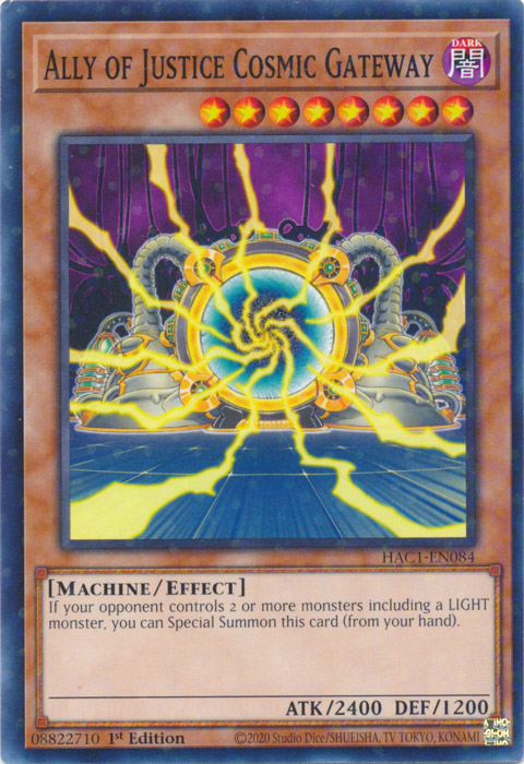 Ally of Justice Cosmic Gateway (Duel Terminal) [HAC1-EN084] Parallel Rare | The Gaming-Verse