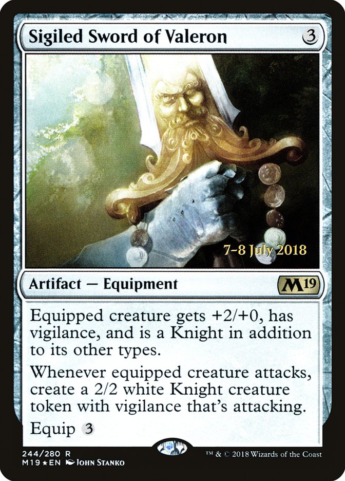 Sigiled Sword of Valeron  (Prerelease) [Core Set 2019 Prerelease Promos] | The Gaming-Verse