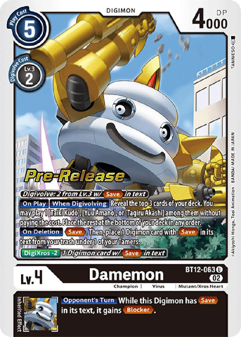 Damemon [BT12-063] [Across Time Pre-Release Cards] | The Gaming-Verse