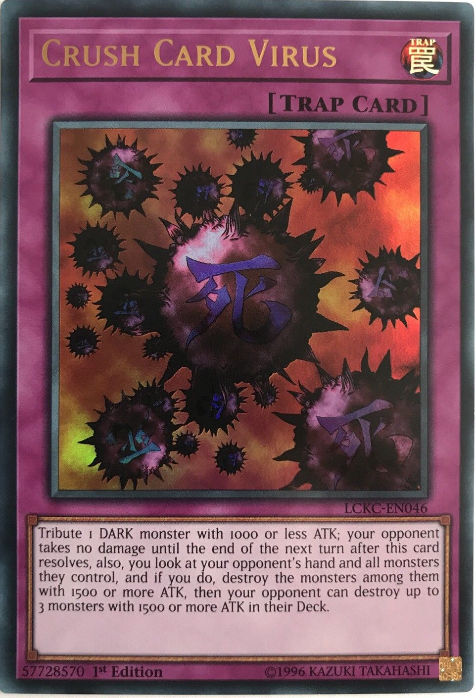 Crush Card Virus (Version 1) [LCKC-EN046] Ultra Rare | The Gaming-Verse