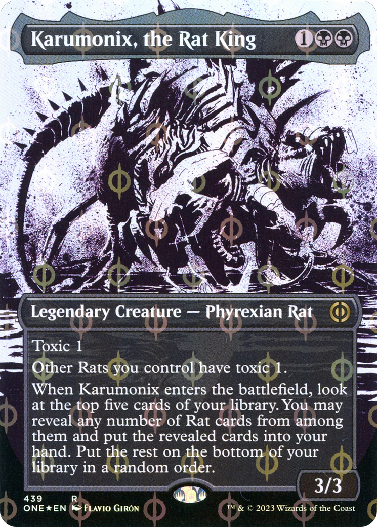 Karumonix, the Rat King (Borderless Ichor Step-and-Compleat Foil) [Phyrexia: All Will Be One] | The Gaming-Verse