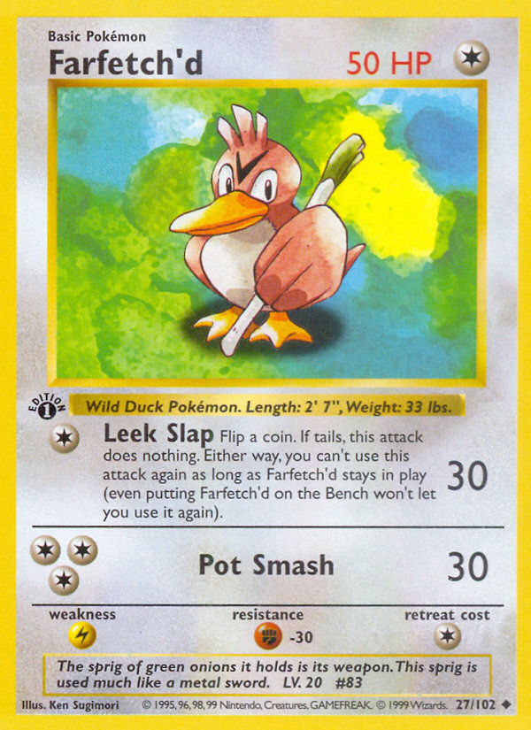 Farfetch'd (27/102) (Shadowless) [Base Set 1st Edition] | The Gaming-Verse