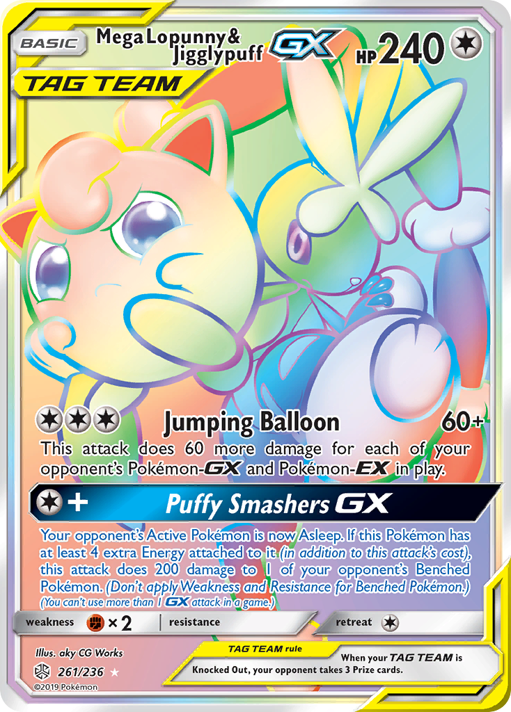 Mega Lopunny & Jigglypuff GX (261/236) [Sun & Moon: Cosmic Eclipse] | The Gaming-Verse