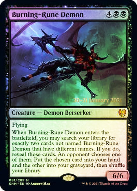 Burning-Rune Demon  [Kaldheim Prerelease Promos] | The Gaming-Verse