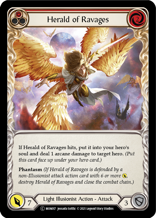 Herald of Ravages (Red) (Rainbow Foil) [U-MON017-RF] Unlimited Rainbow Foil | The Gaming-Verse