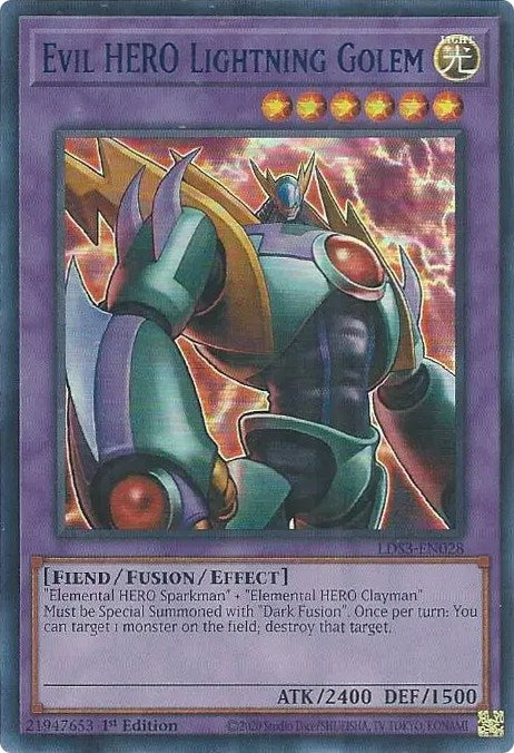 Evil HERO Lightning Golem (Blue) [LDS3-EN028] Ultra Rare | The Gaming-Verse